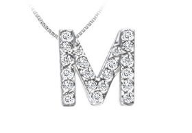 CZ Initial Sterling Silver Pendantinitial 