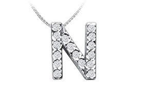 CZ Initial Sterling Silver Pendantinitial 