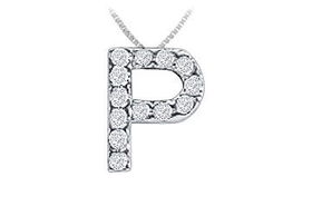 CZ Initial Sterling Silver Pendantinitial 