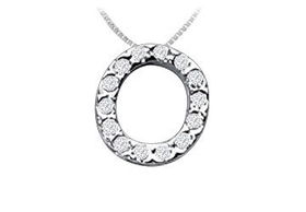 CZ Initial Sterling Silver Pendantinitial 