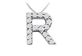 CZ Initial Sterling Silver Pendantinitial 