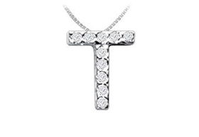 CZ Initial Sterling Silver Pendantinitial 