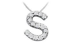 CZ Initial Sterling Silver Pendantinitial 