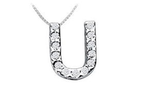 CZ Initial Sterling Silver Pendantinitial 