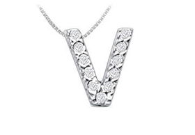 CZ Initial Sterling Silver Pendantinitial 