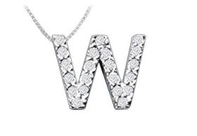 CZ Initial Sterling Silver Pendantinitial 