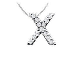 CZ Initial Sterling Silver Pendantinitial 