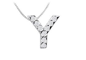 CZ Initial Sterling Silver Pendantinitial 