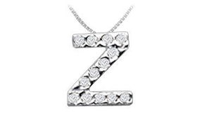 CZ Initial Sterling Silver Pendantinitial 