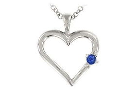 Sapphire Heart Pendant : 14K White Gold - 0.05 CT TGWsapphire 