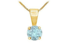 Aquamarine Solitaire Pendant : 14K Yellow Gold - 1.00 CT TGWaquamarine 