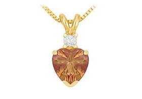 Diamond and Smoky Topaz Solitaire Pendant : 14K Yellow Gold - 1.00 CT TGWdiamond 