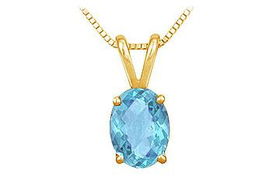 Blue Topaz Solitaire Pendant : 14K Yellow Gold - 1.00 CT TGWblue 