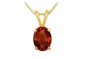 Garnet Solitaire Pendant : 14K Yellow Gold - 1.00 CT TGWgarnet 