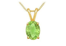 Peridot Solitaire Pendant : 14K Yellow Gold - 1.00 CT TGWperidot 