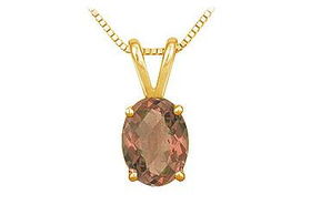 Smoky Topaz Solitaire Pendant : 14K Yellow Gold - 1.00 CT TGWsmoky 