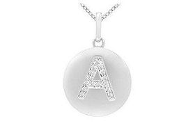 Diamond Initial A Disc Pendant : 14K White Gold - 0.25 CT Diamondsdiamond 