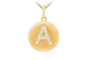 Diamond Initial B Disc Pendant : 14K Yellow Gold - 0.25 CT Diamondsdiamond 