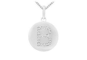 Diamond Initial B Disc Pendant : 14K White Gold - 0.33 CT Diamondsdiamond 