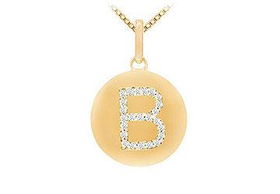 Diamond Initial B Disc Pendant : 14K Yellow Gold - 0.33 CT Diamondsdiamond 