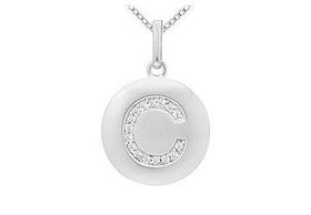 Diamond Initial C Disc Pendant : 14K White Gold - 0.25 CT Diamondsdiamond 