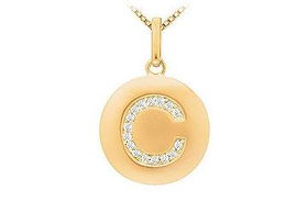 Diamond Initial C Disc Pendant : 14K Yellow Gold - 0.25 CT Diamondsdiamond 