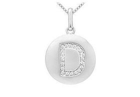 Diamond Initial D Disc Pendant : 14K White Gold - 0.33 CT Diamondsdiamond 