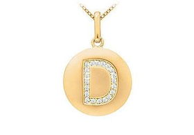 Diamond Initial D Disc Pendant : 14K Yellow Gold - 0.33 CT Diamondsdiamond 