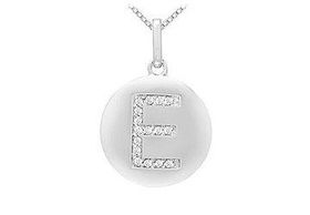 Diamond Initial E Disc Pendant : 14K White Gold - 0.33 CT Diamondsdiamond 