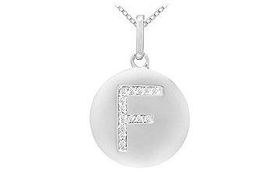 Diamond Initial F Disc Pendant : 14K White Gold - 0.25 CT Diamondsdiamond 