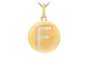 Diamond Initial F Disc Pendant : 14K Yellow Gold - 0.25 CT Diamondsdiamond 