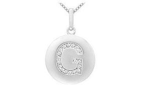 Diamond Initial G Disc Pendant : 14K White Gold - 0.33 CT Diamondsdiamond 