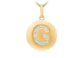 Diamond Initial G Disc Pendant : 14K Yellow Gold - 0.33 CT Diamondsdiamond 