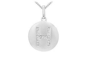 Diamond Initial H Disc Pendant : 14K White Gold - 0.25 CT Diamondsdiamond 