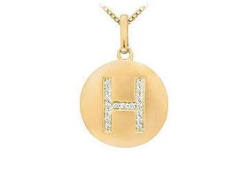 Diamond Initial H Disc Pendant : 14K Yellow Gold - 0.25 CT Diamondsdiamond 