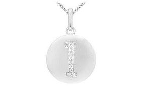 Diamond Initial I Disc Pendant : 14K White Gold - 0.16 CT Diamondsdiamond 