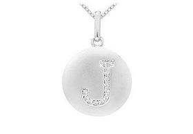 Diamond Initial J Disc Pendant : 14K White Gold - 0.20 CT Diamondsdiamond 