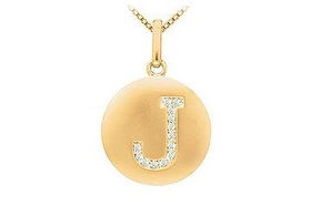 Diamond Initial J Disc Pendant : 14K Yellow Gold - 0.20 CT Diamondsdiamond 