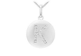 Diamond Initial K Disc Pendant : 14K White Gold - 0.25 CT Diamondsdiamond 