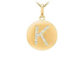 Diamond Initial K Disc Pendant : 14K Yellow Gold - 0.25 CT Diamondsdiamond 