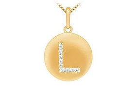 Diamond Initial L Disc Pendant : 14K Yellow Gold - 0.16 CT Diamondsdiamond 