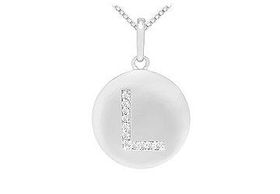 Diamond Initial L Disc Pendant : 14K White Gold - 0.16 CT Diamondsdiamond 