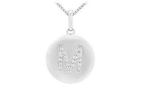 Diamond Initial M Disc Pendant : 14K White Gold - 0.33 CT Diamondsdiamond 