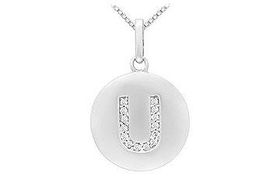 Diamond Initial U Disc Pendant : 14K White Gold - 0.25 CT Diamondsdiamond 