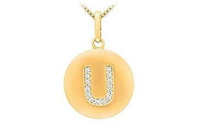 Diamond Initial U Disc Pendant : 14K Yellow Gold - 0.25 CT Diamondsdiamond 