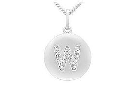 Diamond Initial W Disc Pendant : 14K White Gold - 0.33 CT Diamondsdiamond 