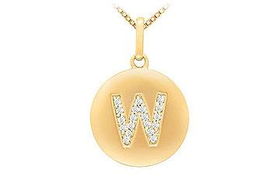 Diamond Initial W Disc Pendant : 14K Yellow Gold - 0.33 CT Diamondsdiamond 