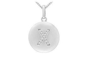 Diamond Initial X Disc Pendant : 14K White Gold - 0.25 CT Diamondsdiamond 