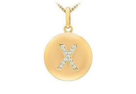 Diamond Initial X Disc Pendant : 14K Yellow Gold - 0.25 CT Diamondsdiamond 