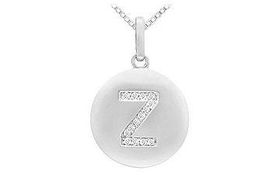 Diamond Initial Z Disc Pendant : 14K White Gold - 0.25 CT Diamondsdiamond 